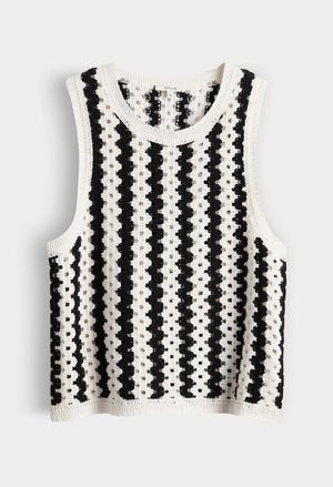 Ifama Sleeveless Crochet Knit Top