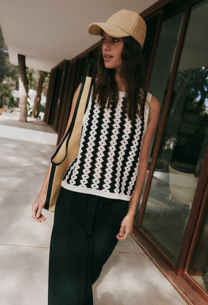 Ifama Sleeveless Crochet Knit Top