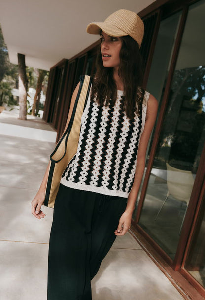 Ifama Sleeveless Crochet Knit Top