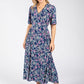 Pretty Floral Print V-Neck Midi Dress