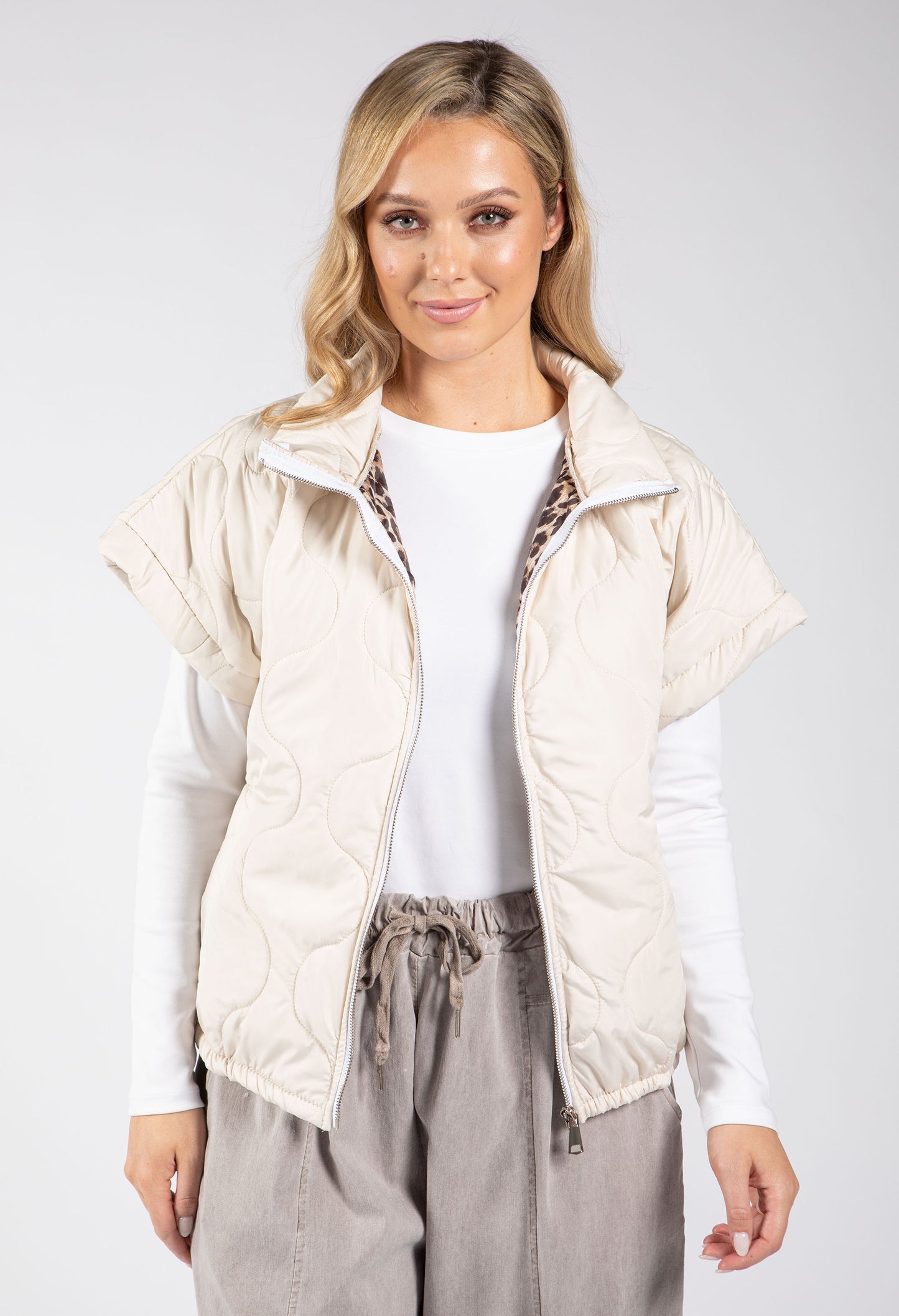Leopard Lined Quilted Gilet