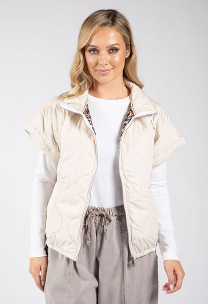 Leopard Lined Quilted Gilet