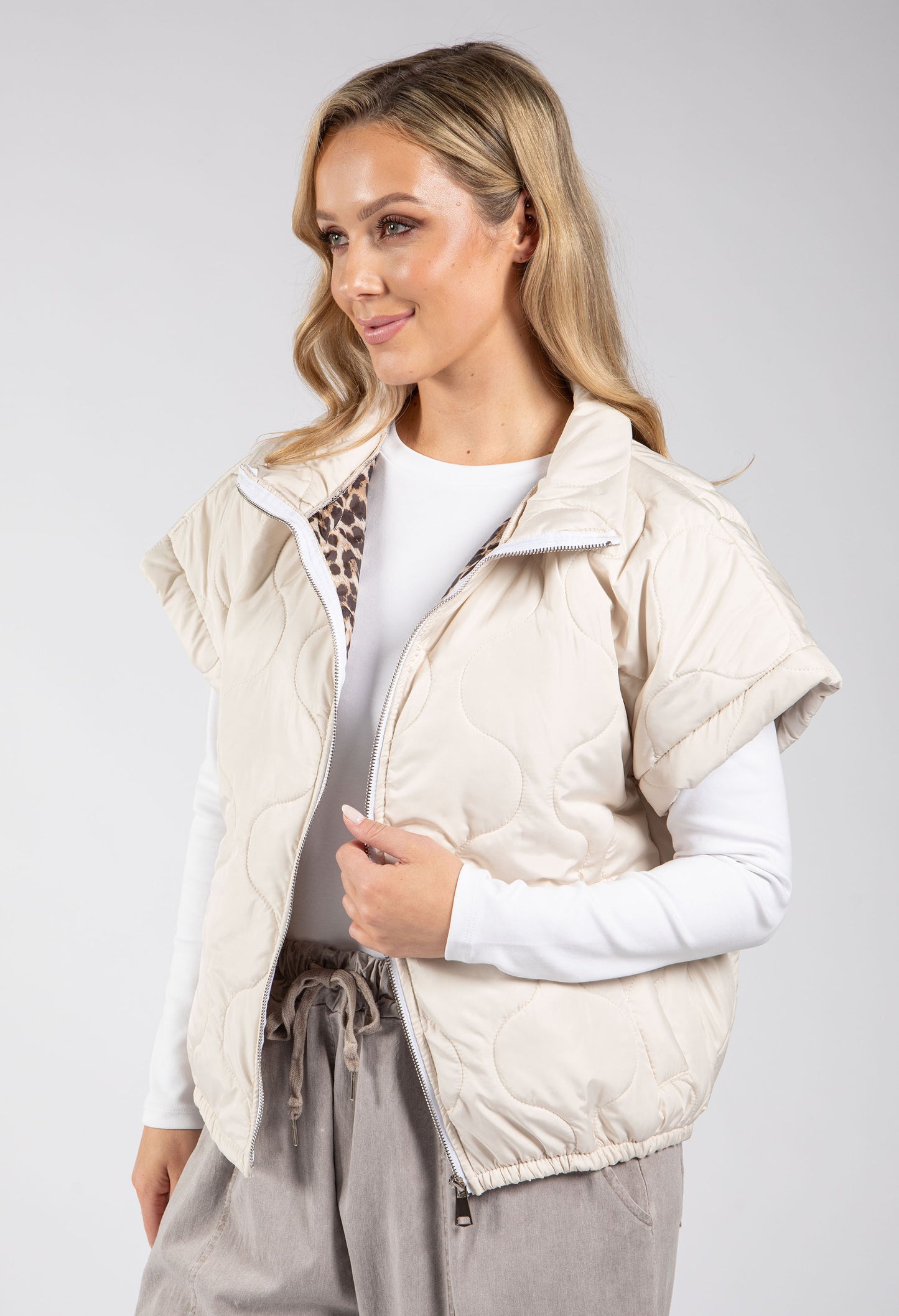 Leopard Lined Quilted Gilet