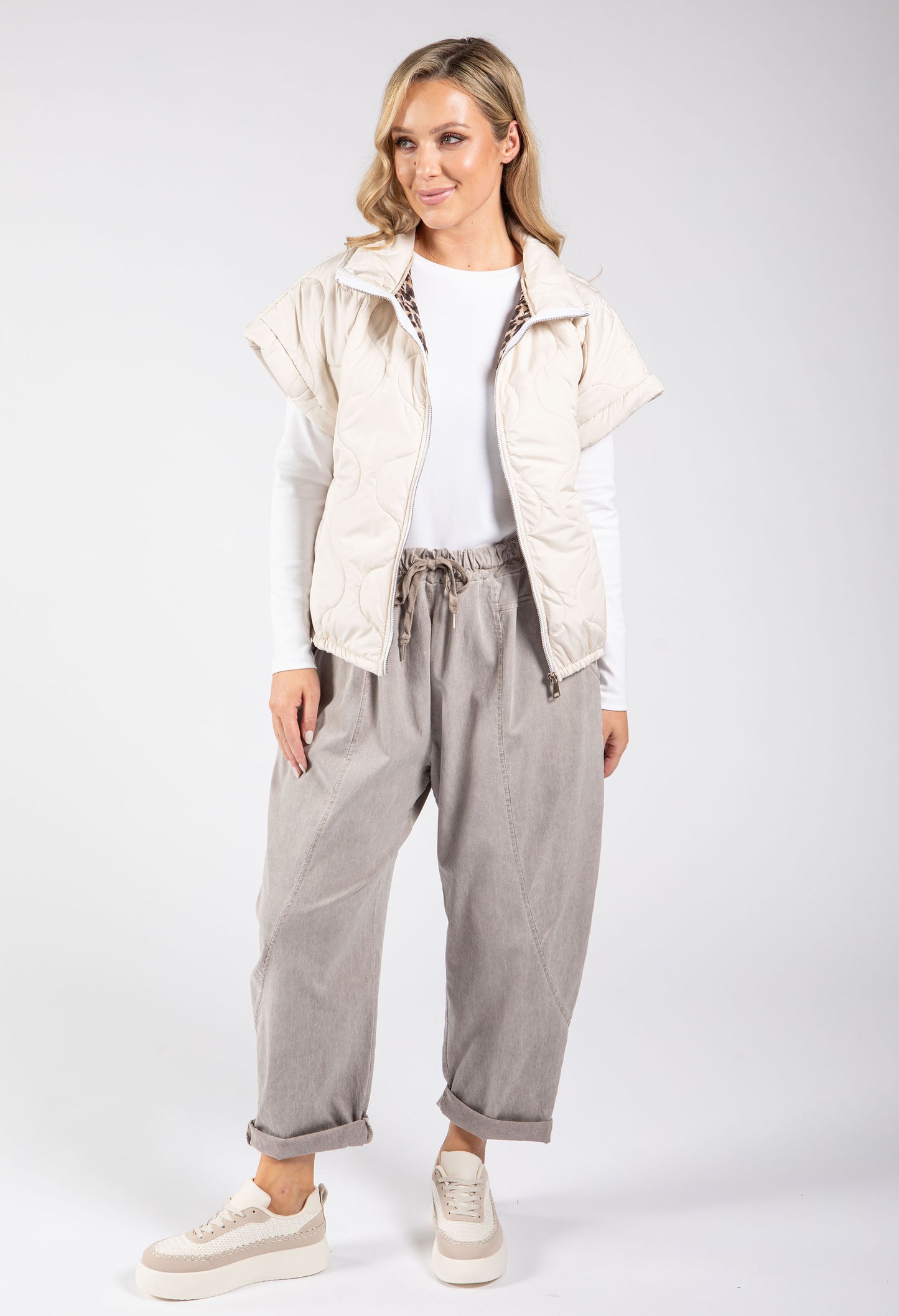 Leopard Lined Quilted Gilet