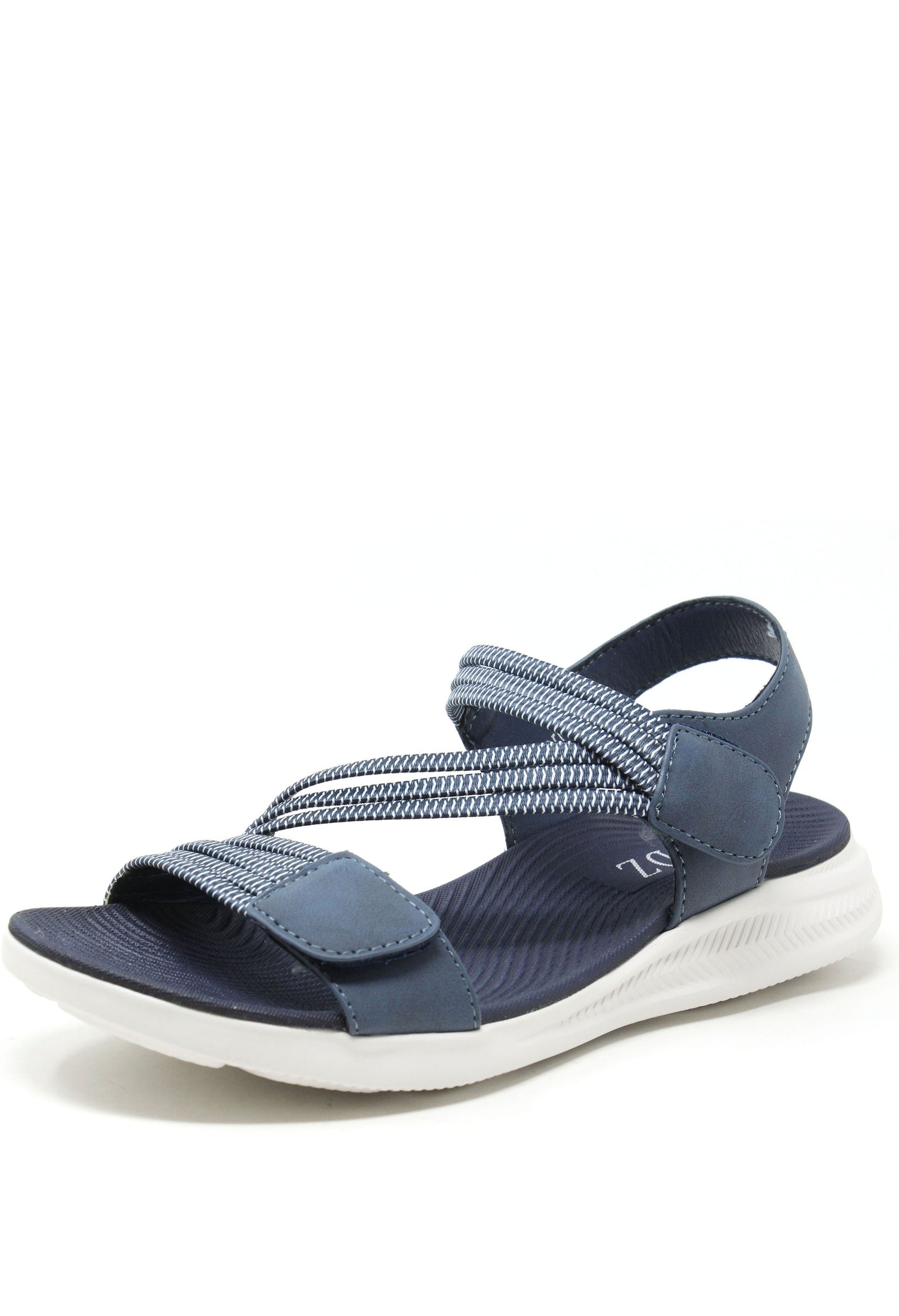 Blue sandal with white sole on a white background