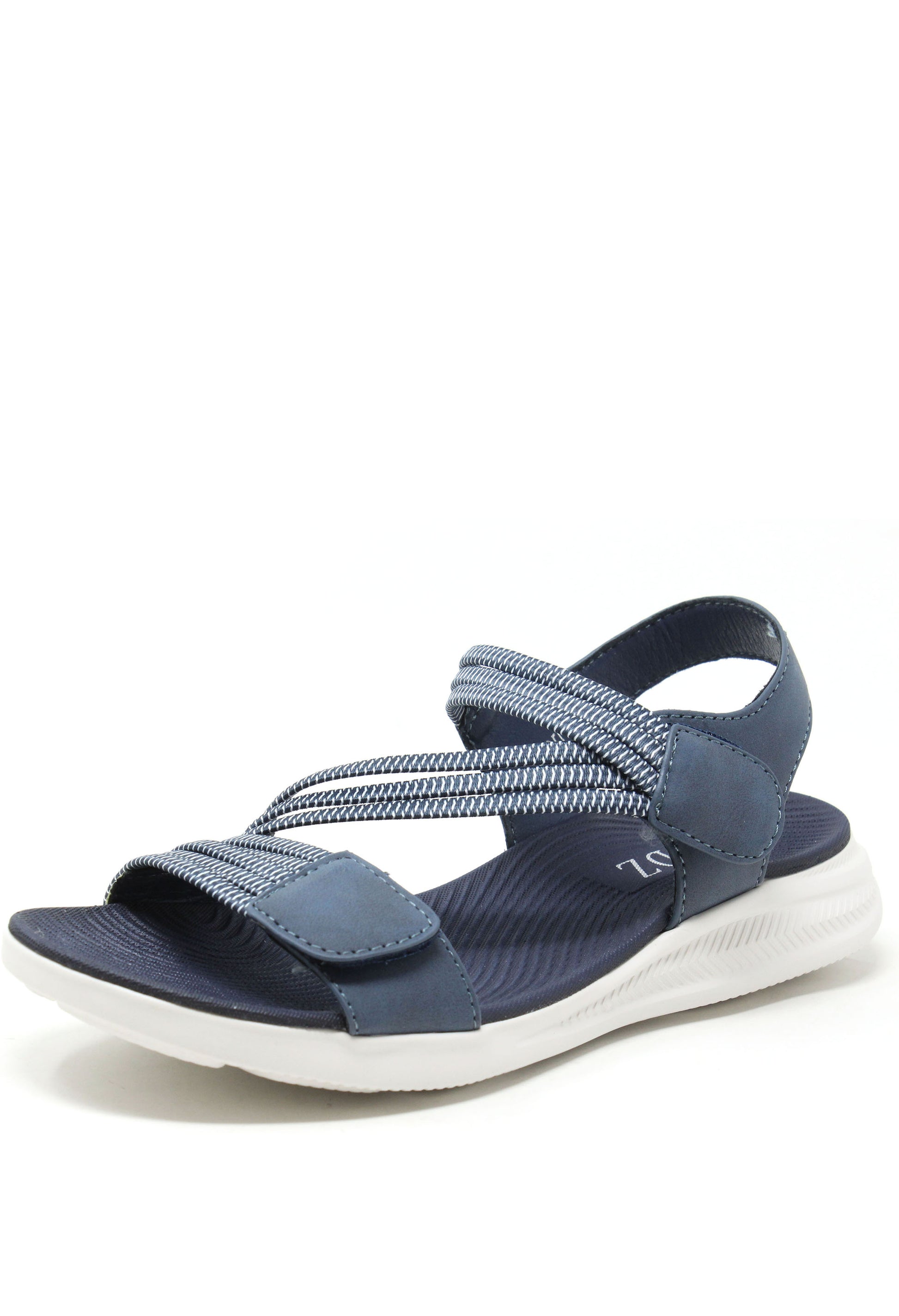 Blue sandal with white sole on a white background
