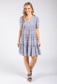 Geometric Print Tiered Hem Dress