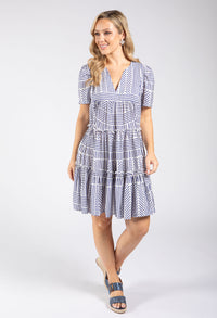 Geometric Print Tiered Hem Dress