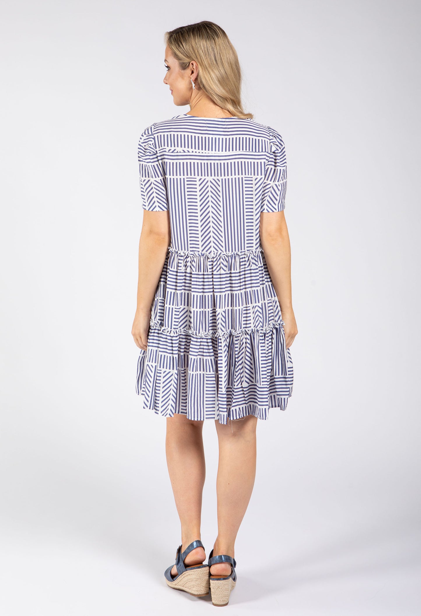 Geometric Print Tiered Hem Dress