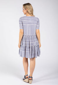 Geometric Print Tiered Hem Dress