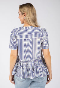 Geometric Print Tiered Blouse