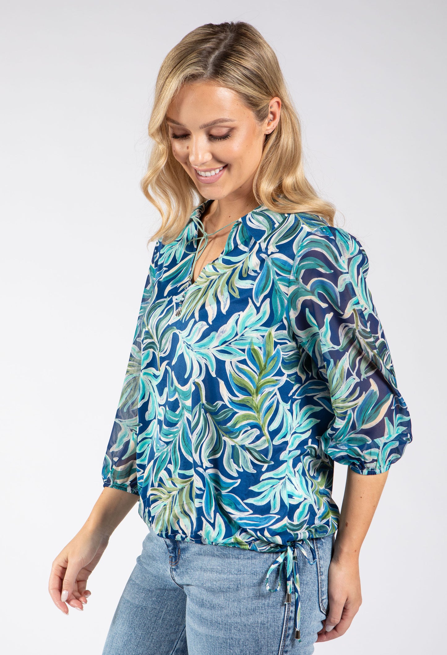 Buse Leaf Print Blouse