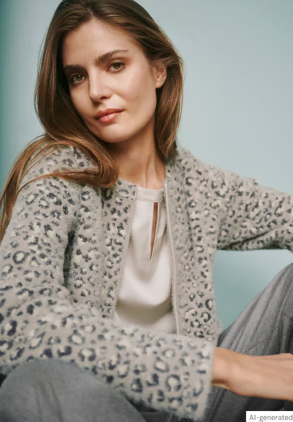 Leopard Print Knit Jacket