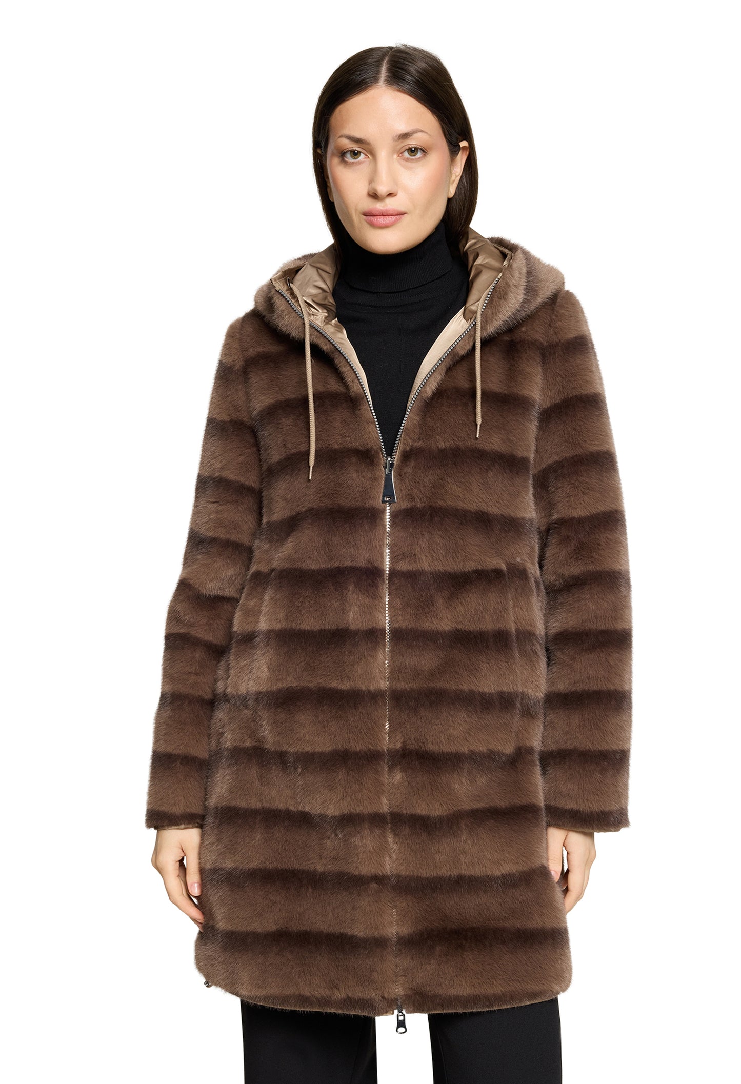 Faux Fur Hooded Coat
