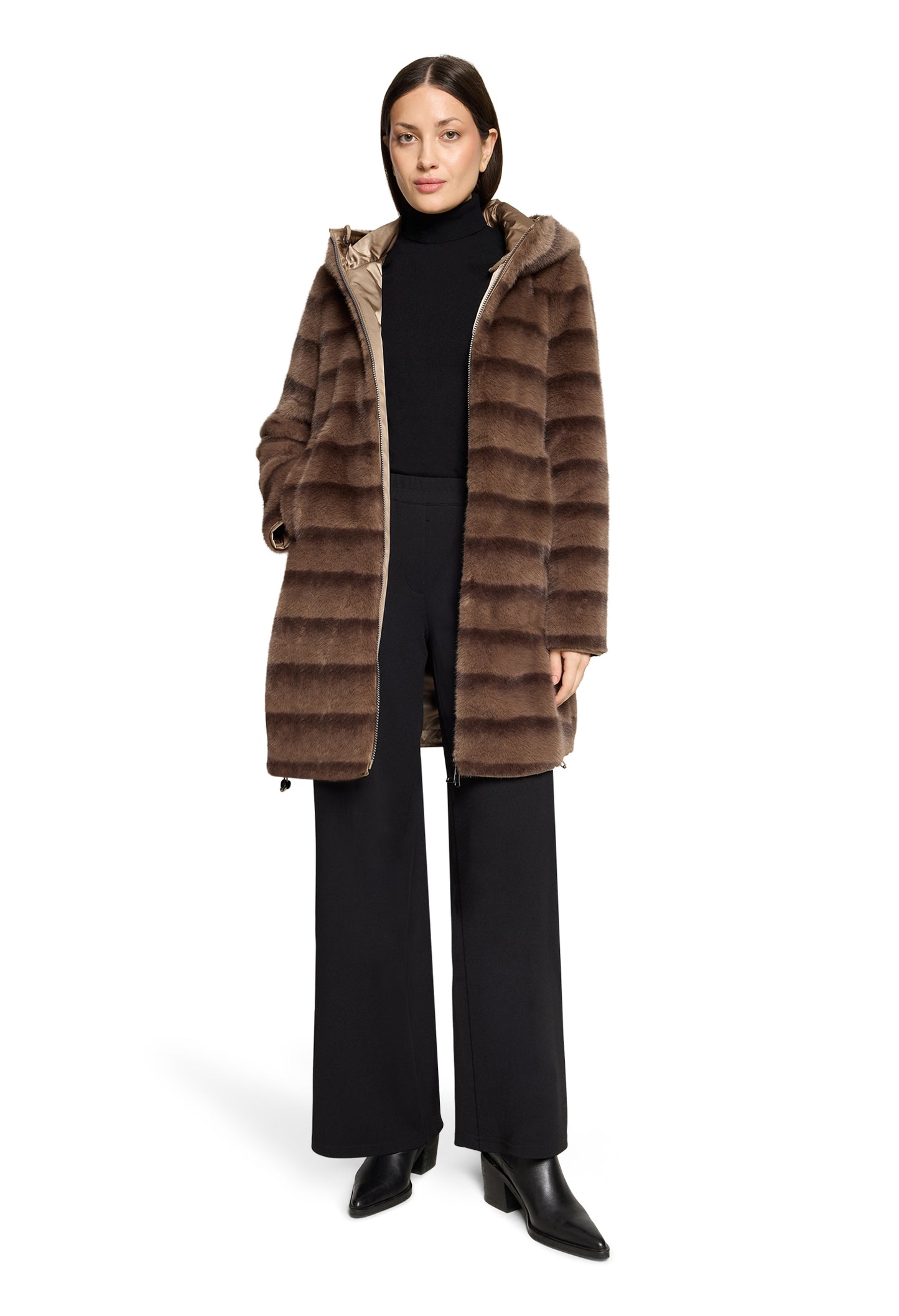 Faux Fur Hooded Coat