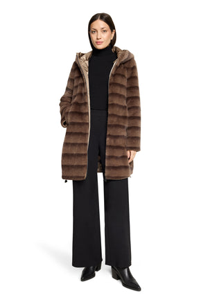 Faux Fur Hooded Coat