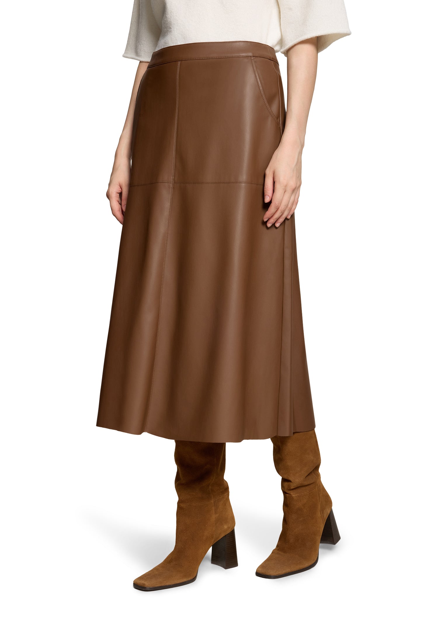 Faux Leather Midi Skirt