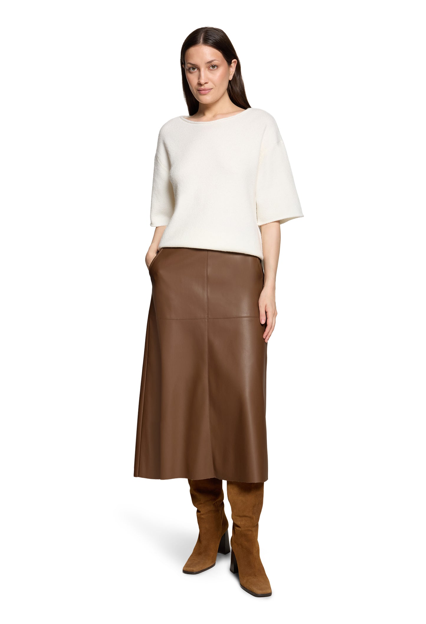 Faux Leather Midi Skirt