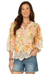 V-Neck Scallop Edge Peplum Top