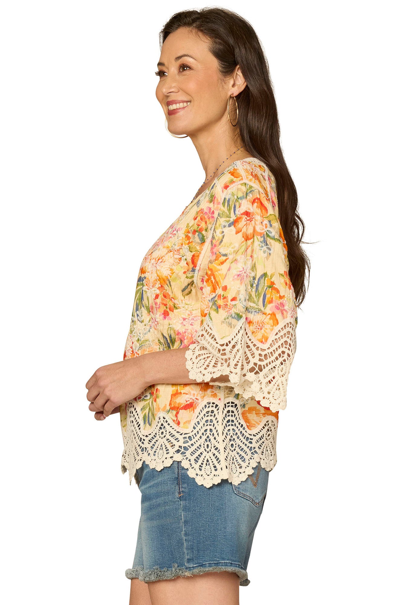 V-Neck Scallop Edge Peplum Top