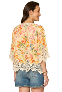 V-Neck Scallop Edge Peplum Top