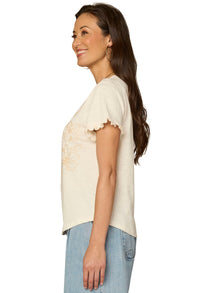 Short Ruffle Sleeve Knit Top