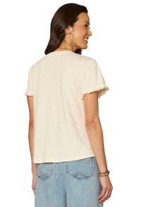 Short Ruffle Sleeve Knit Top