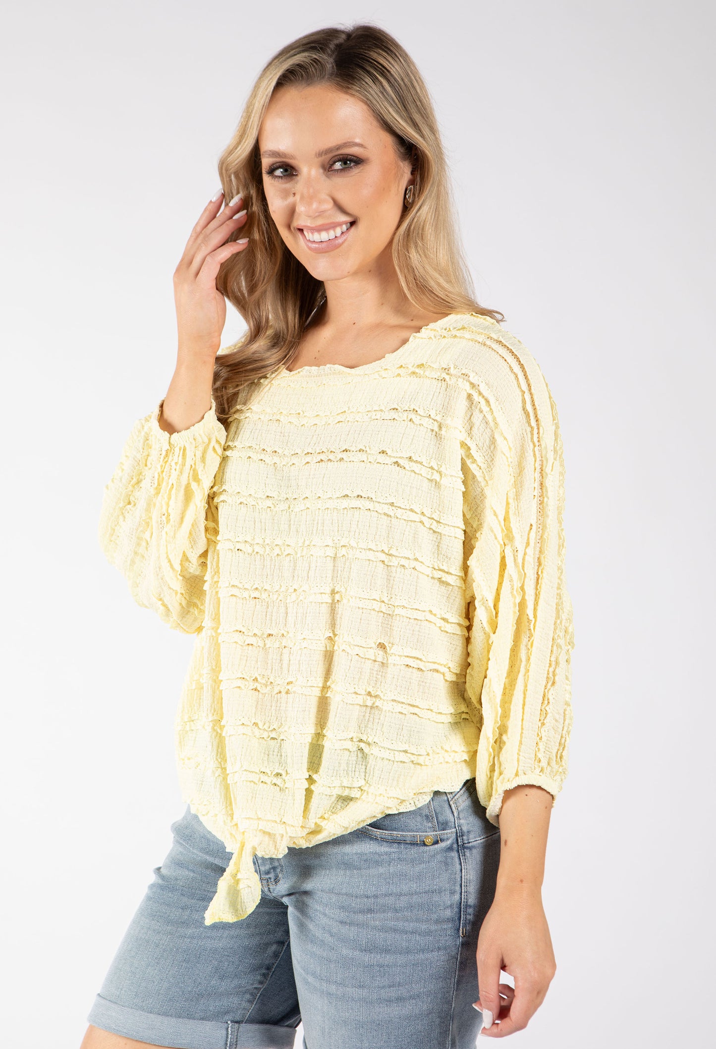 Sofia Ruffled Tie Front Top