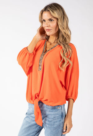 Sol Diamante Trim Blouse
