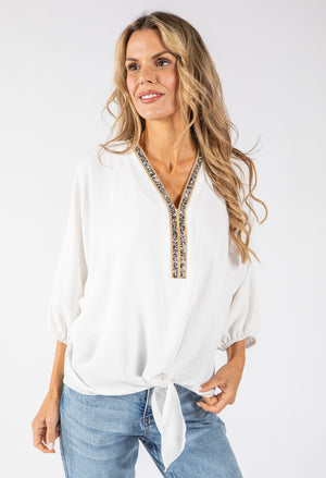 Sol Diamante Trim Blouse