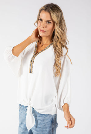 Sol Diamante Trim Blouse