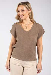 Lurex Knit Short Sleeve Top