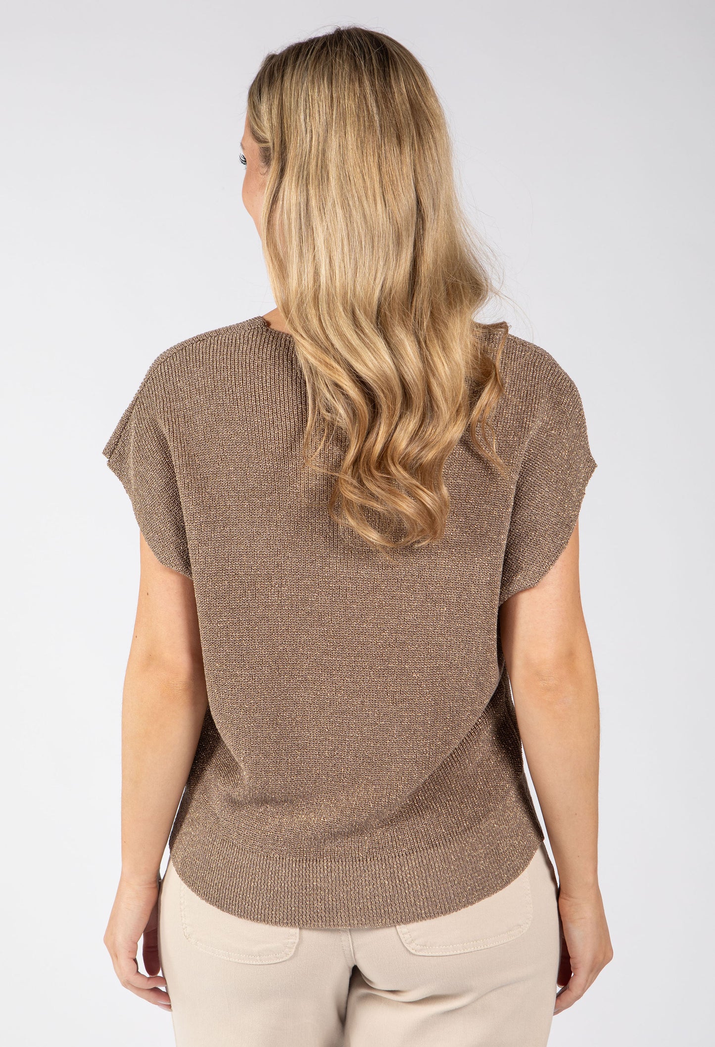 Lurex Knit Short Sleeve Top