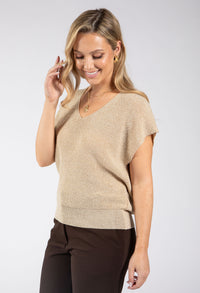Lurex Knit Short Sleeve Top