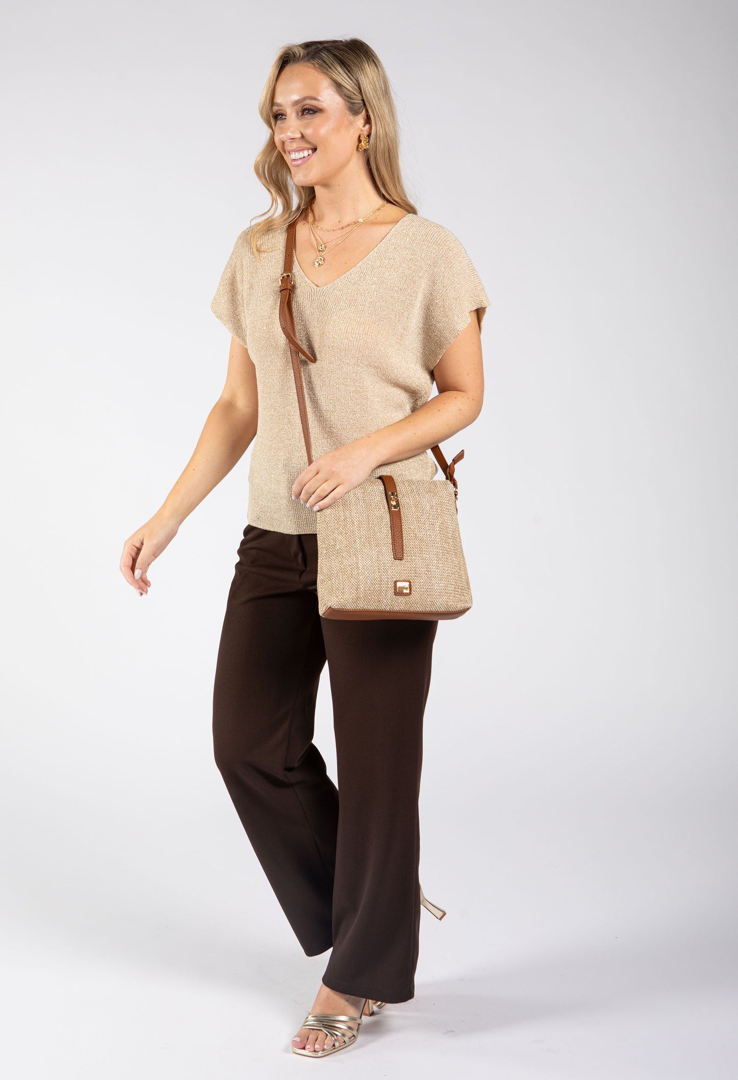 Lurex Knit Short Sleeve Top