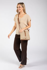 Lurex Knit Short Sleeve Top