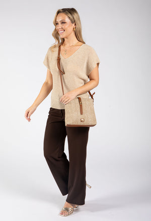 Lurex Knit Short Sleeve Top