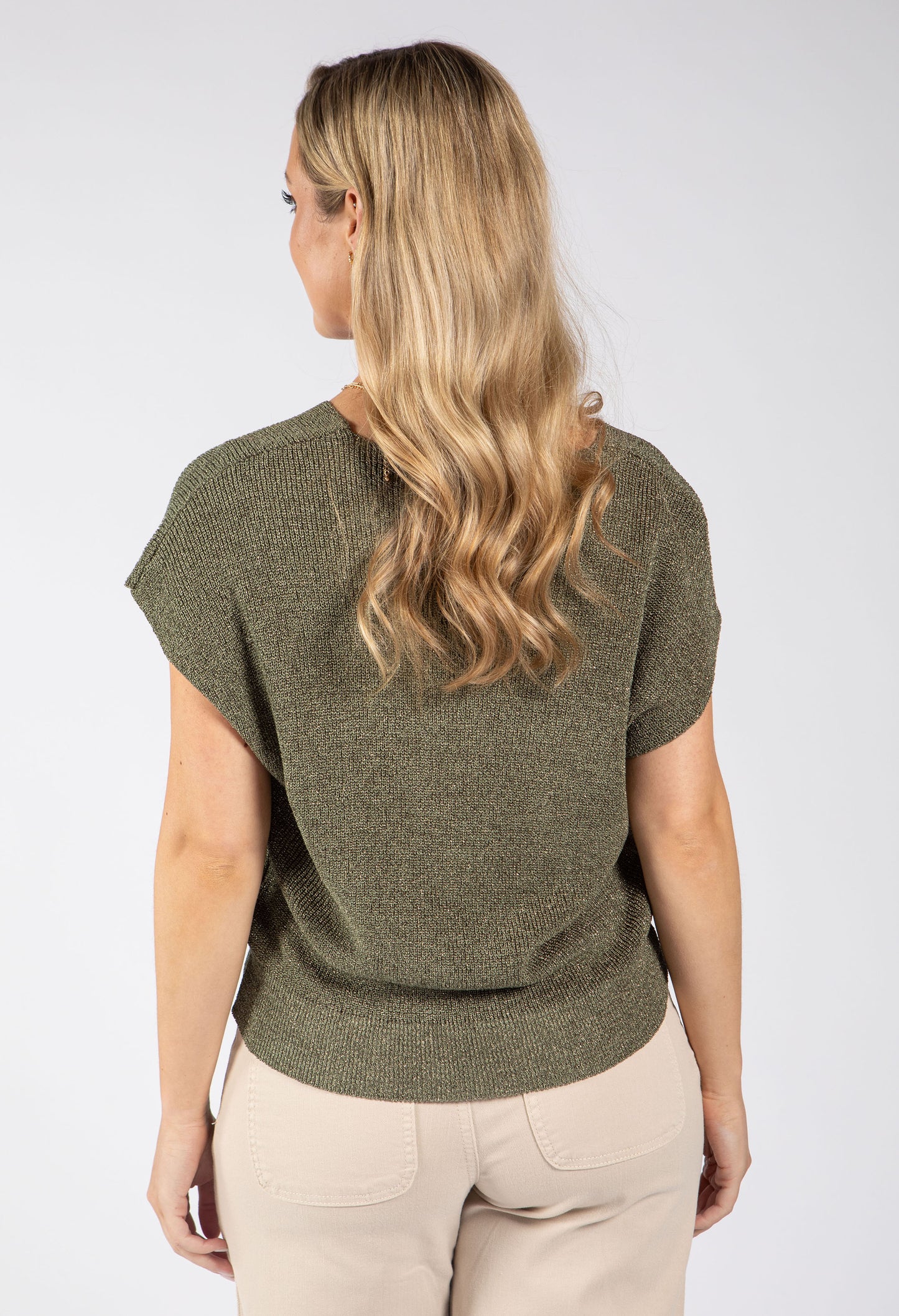 Lurex Knit Short Sleeve Top