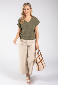 Lurex Knit Short Sleeve Top