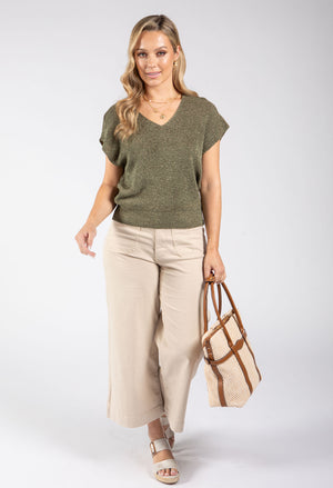 Lurex Knit Short Sleeve Top