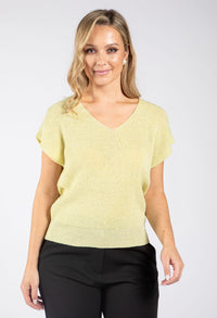Lurex Knit Short Sleeve Top