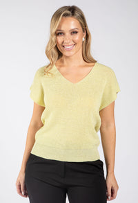 Lurex Knit Short Sleeve Top