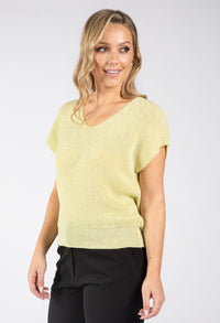 Lurex Knit Short Sleeve Top