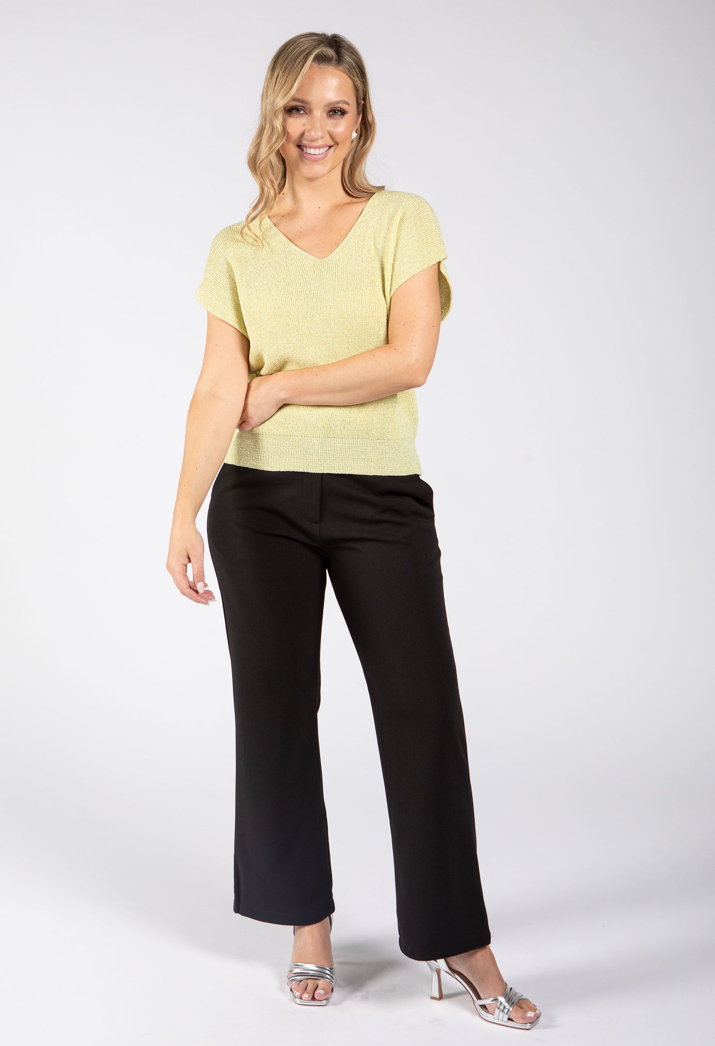 Lurex Knit Short Sleeve Top