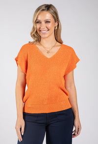 Lurex Knit Short Sleeve Top