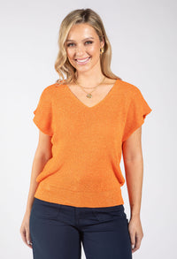 Lurex Knit Short Sleeve Top