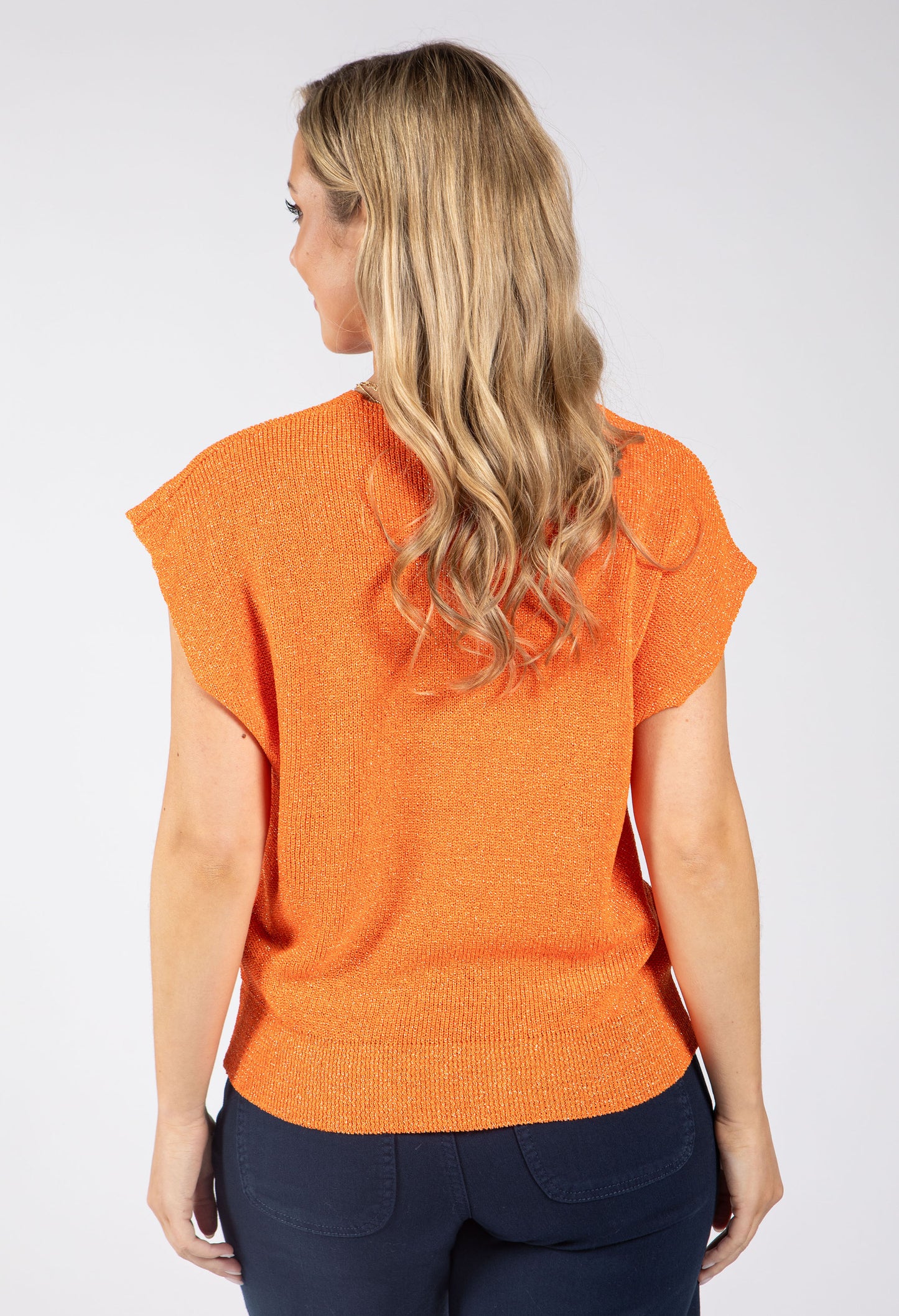 Lurex Knit Short Sleeve Top