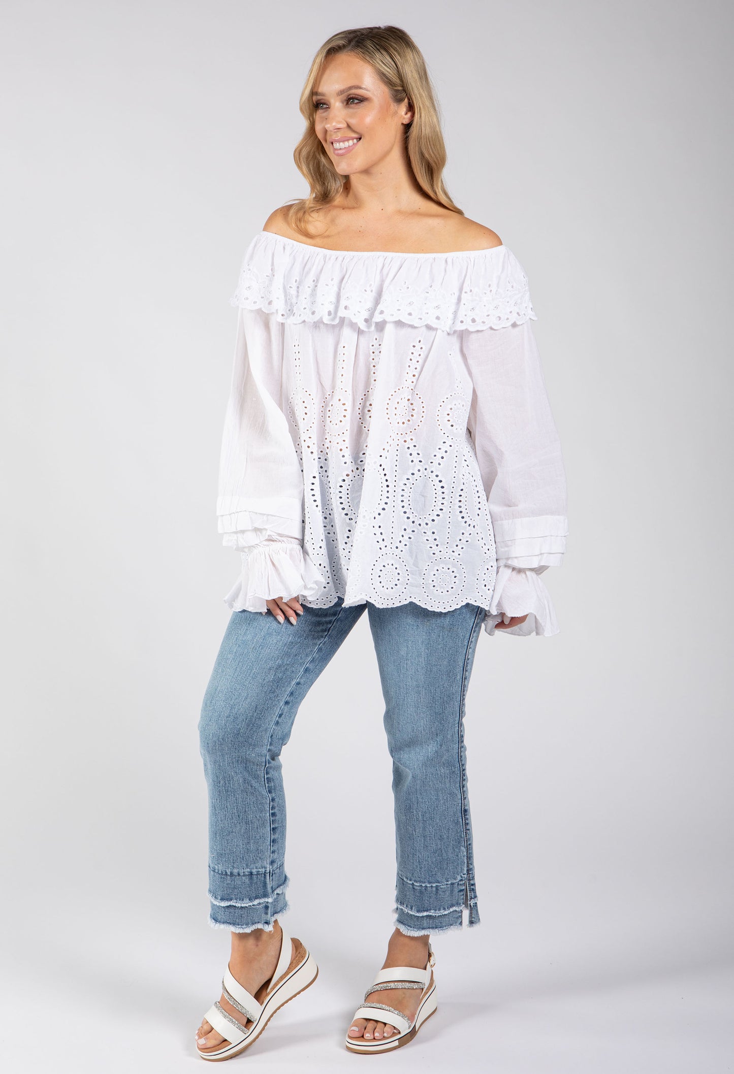 Broderie Anglaise Ruffle Blouse