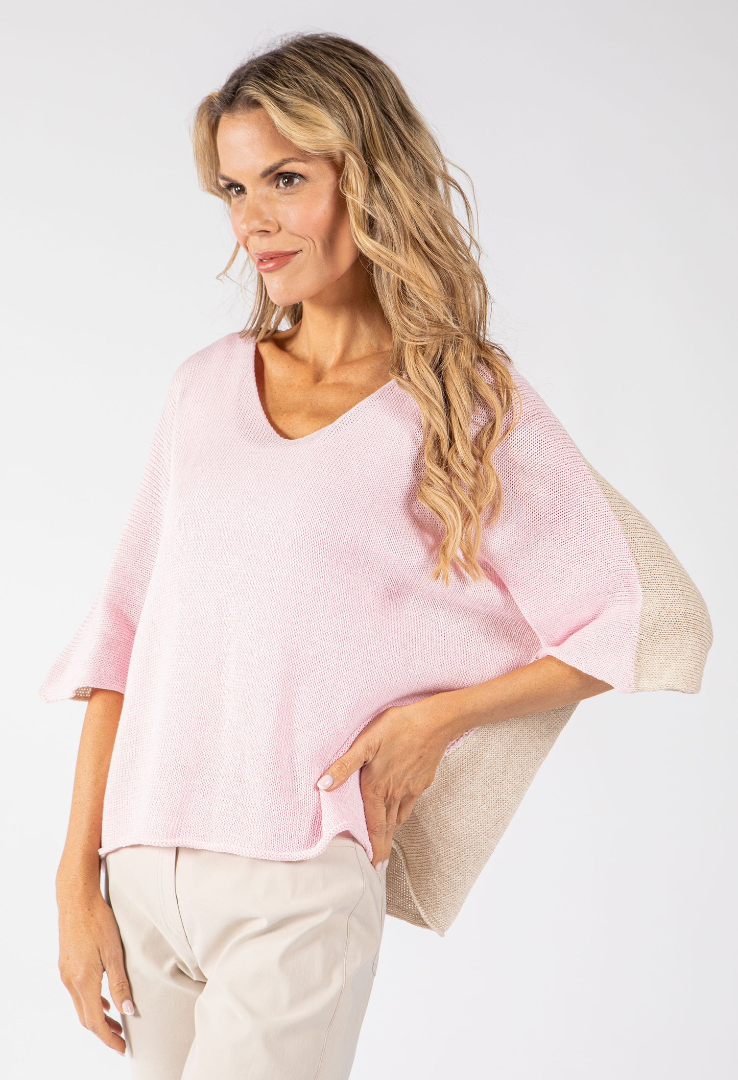 Two Tone Knit Relaxed Jumper