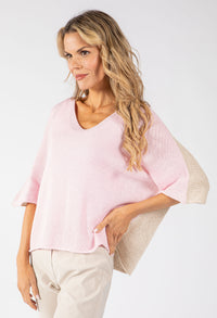 Two Tone Knit Relaxed Jumper